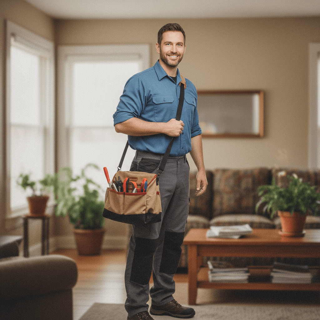 Freundlicher Elektriker im Einsatz